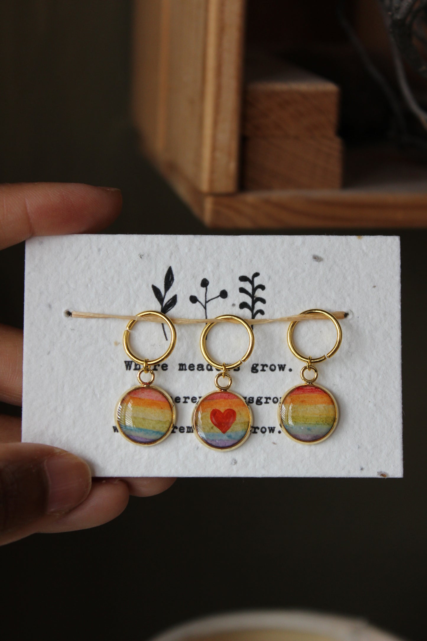 Love Heart and Rainbows Stitchmarker Set