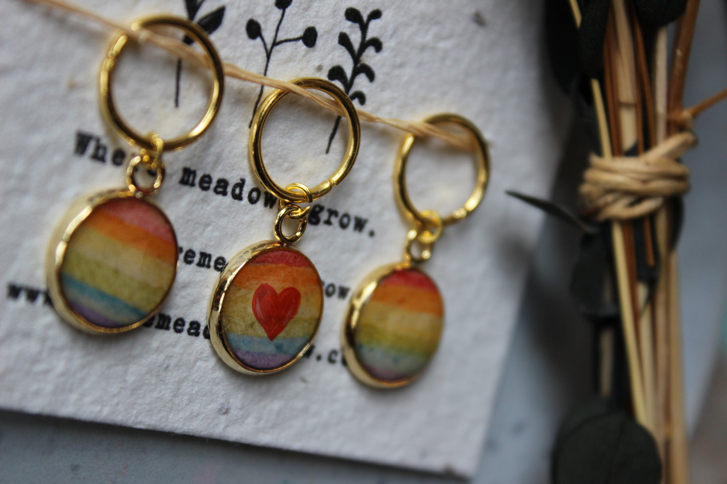 Love Heart and Rainbows Stitchmarker Set