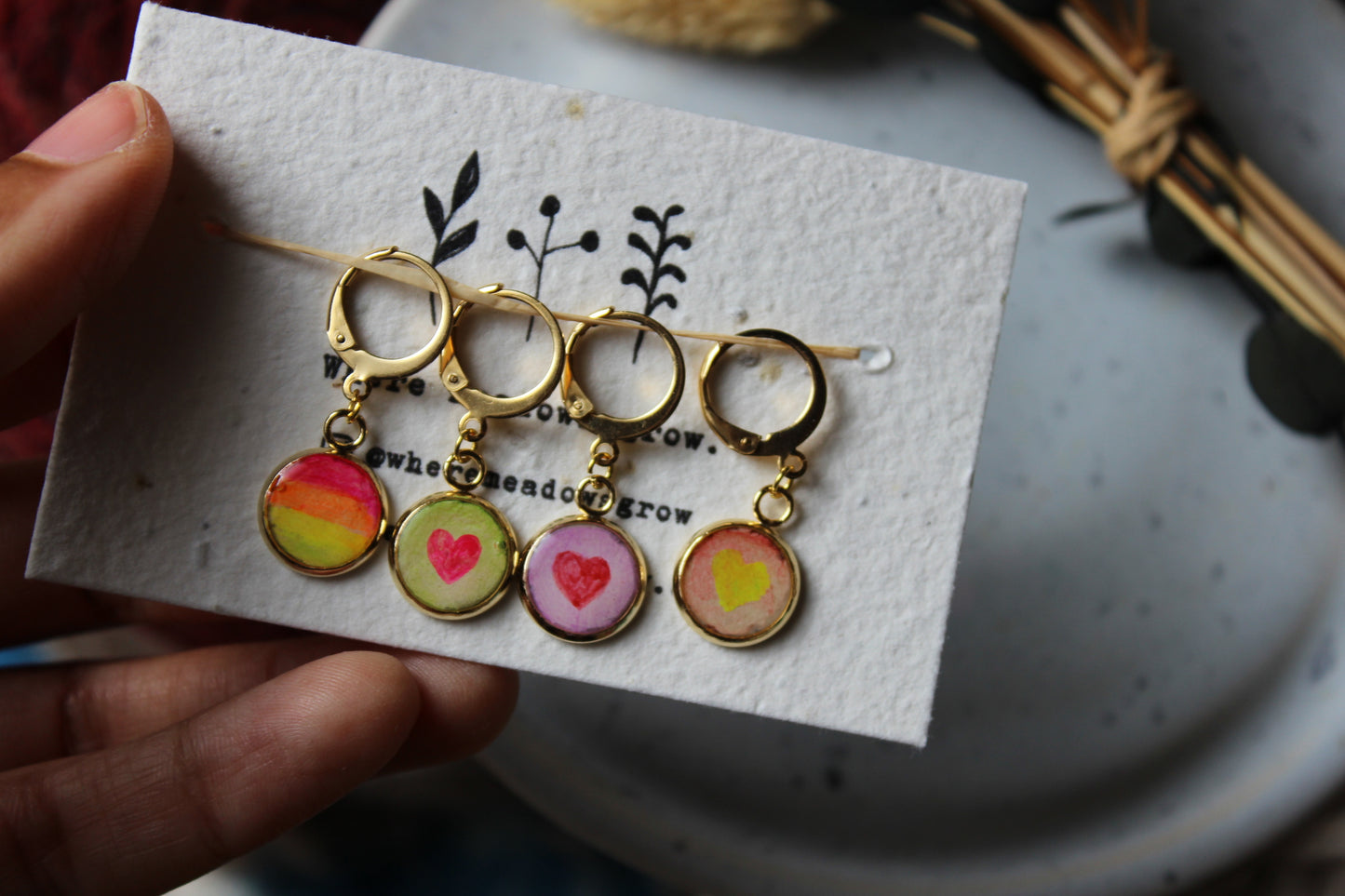 Neon Rainbow and Love Hearts Stitchmarker Set