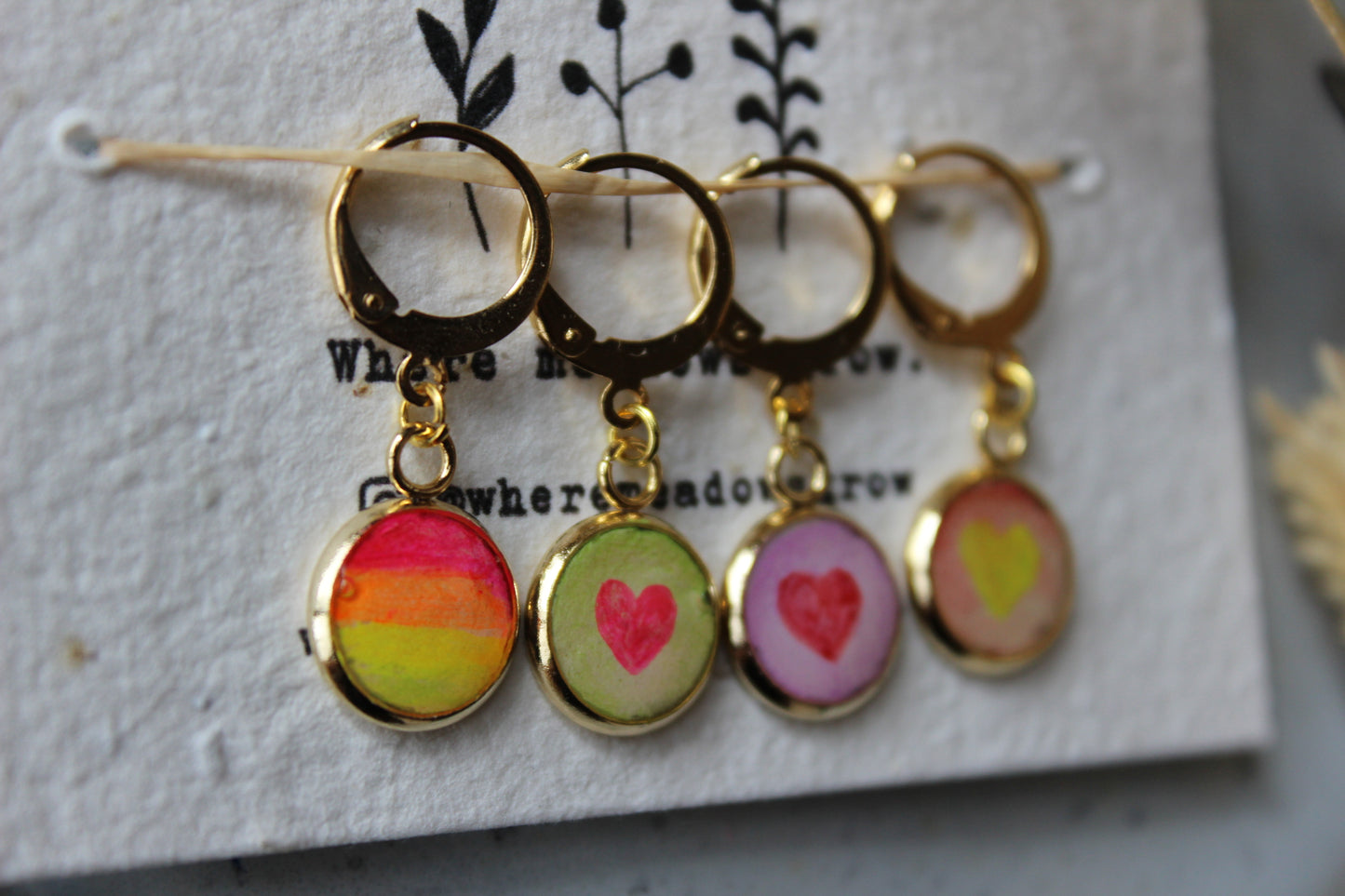 Neon Rainbow and Love Hearts Stitchmarker Set