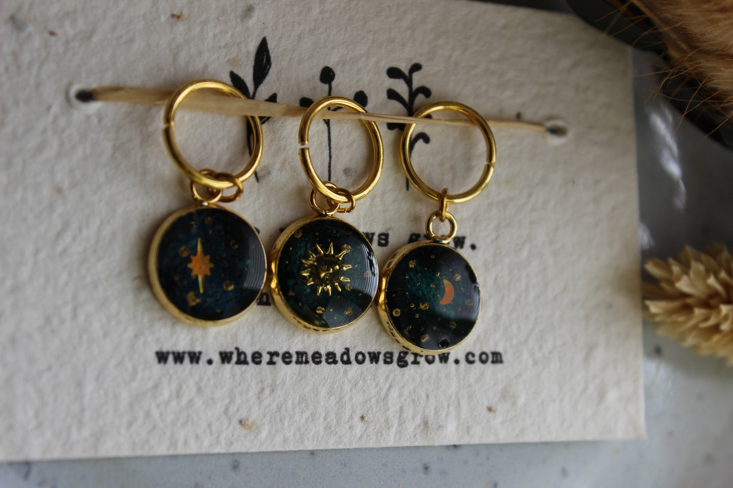Sun, Moon, Star Stitchmarker Set