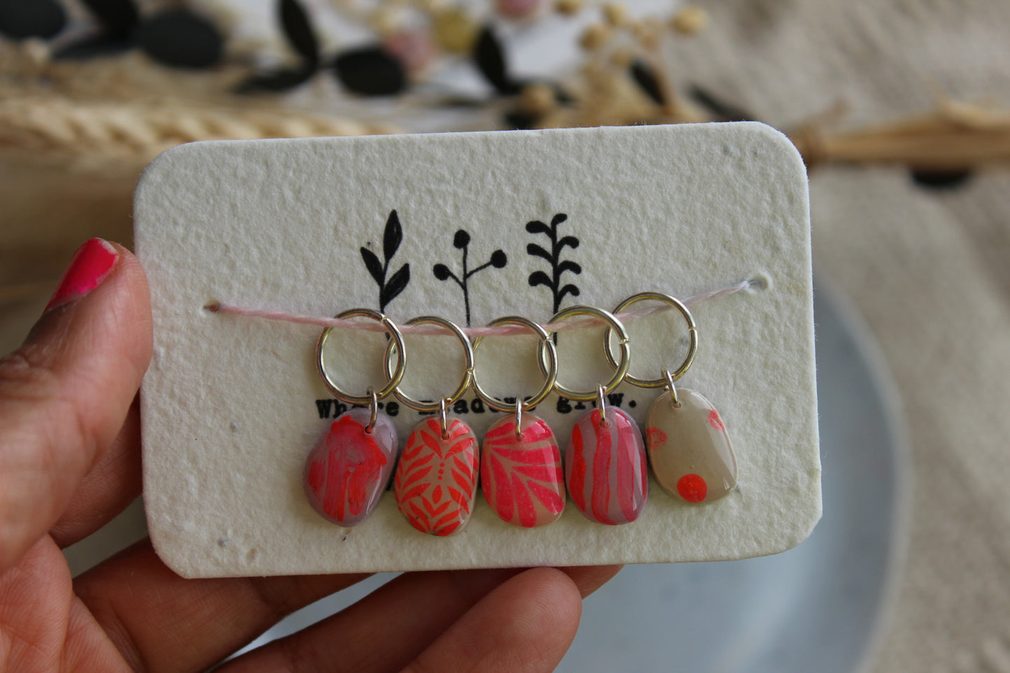 Handpainted Polymer Clay Stitchmarker Set