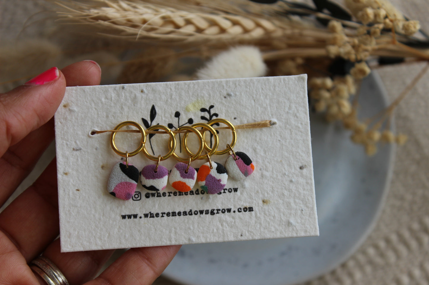 Mixed Shape Abstract Polymer Clay Stitchmarker Set