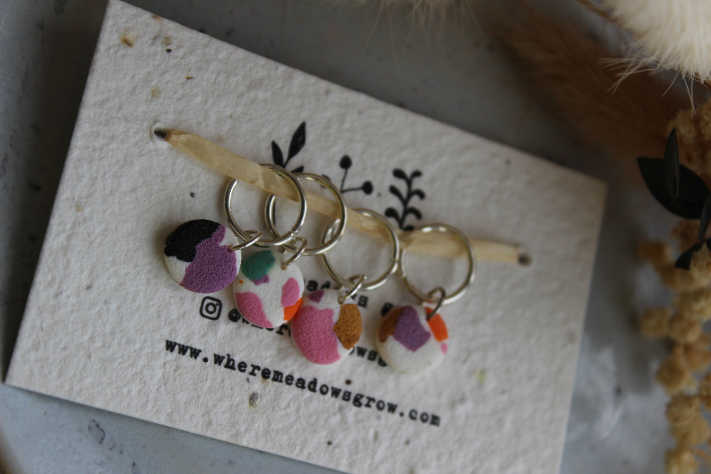 Abstract Circle Polymer Clay Stitchmarker Set