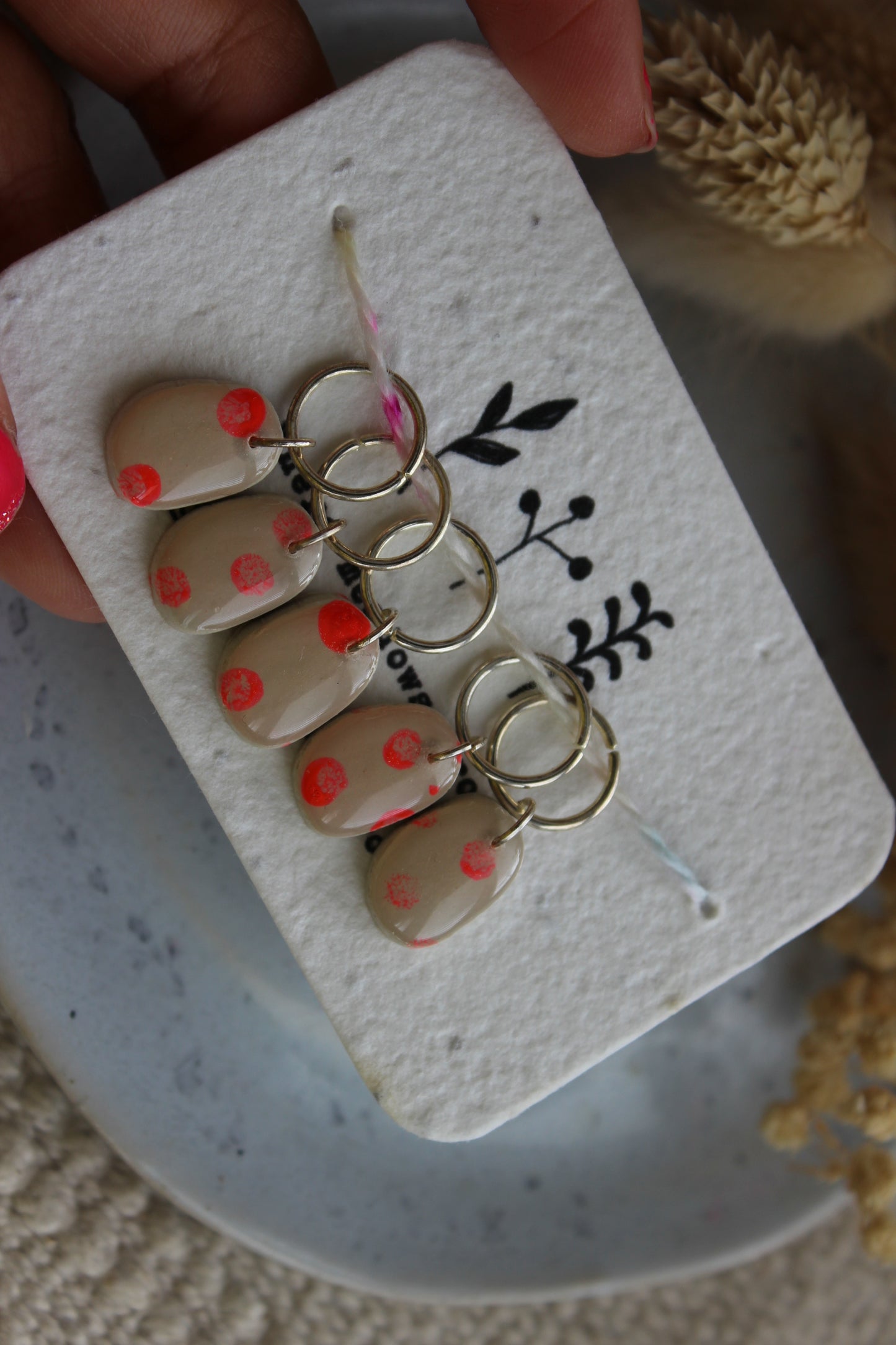 Abstract Handpainted Polymer Clay Stitchmarker Set