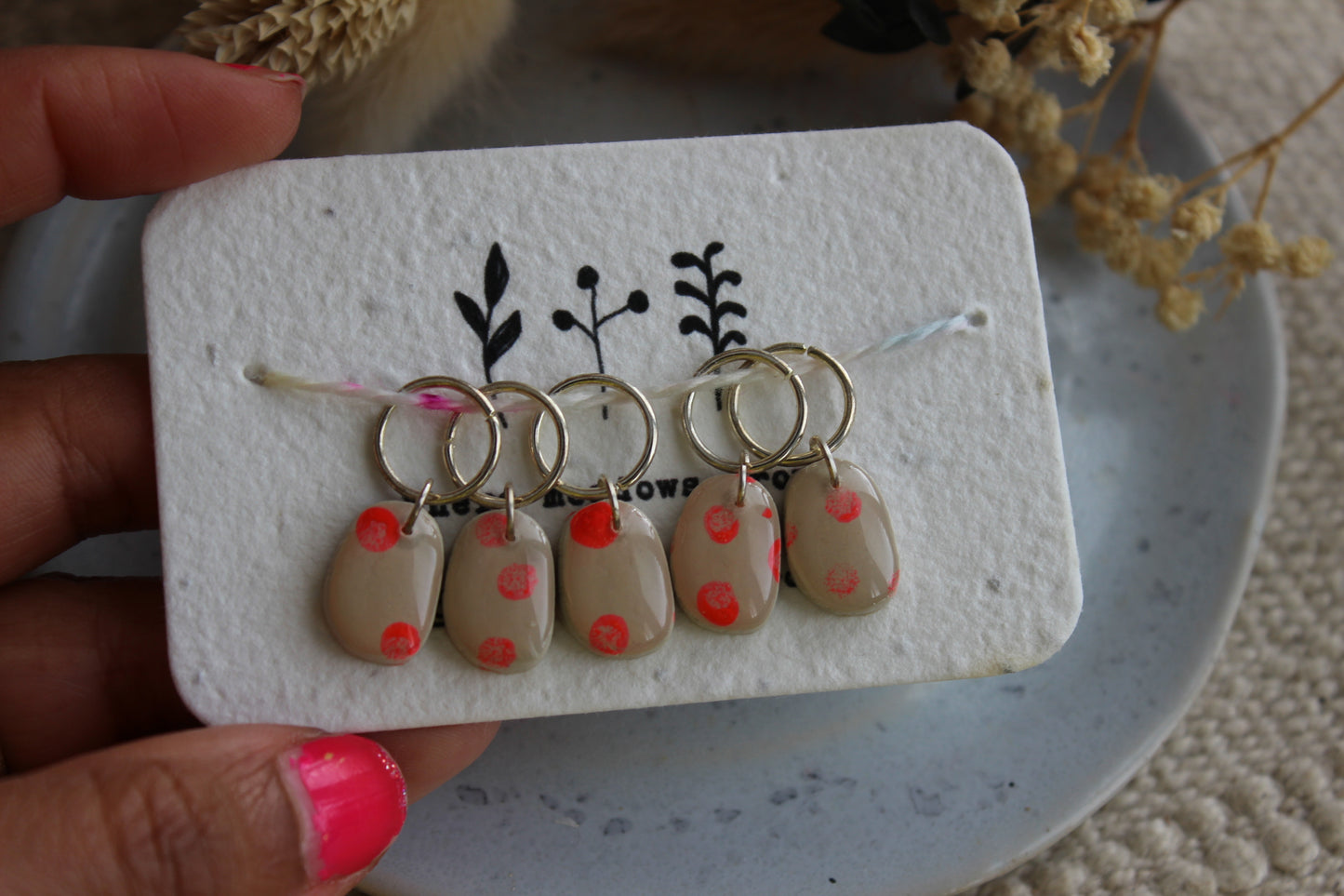 Abstract Handpainted Polymer Clay Stitchmarker Set