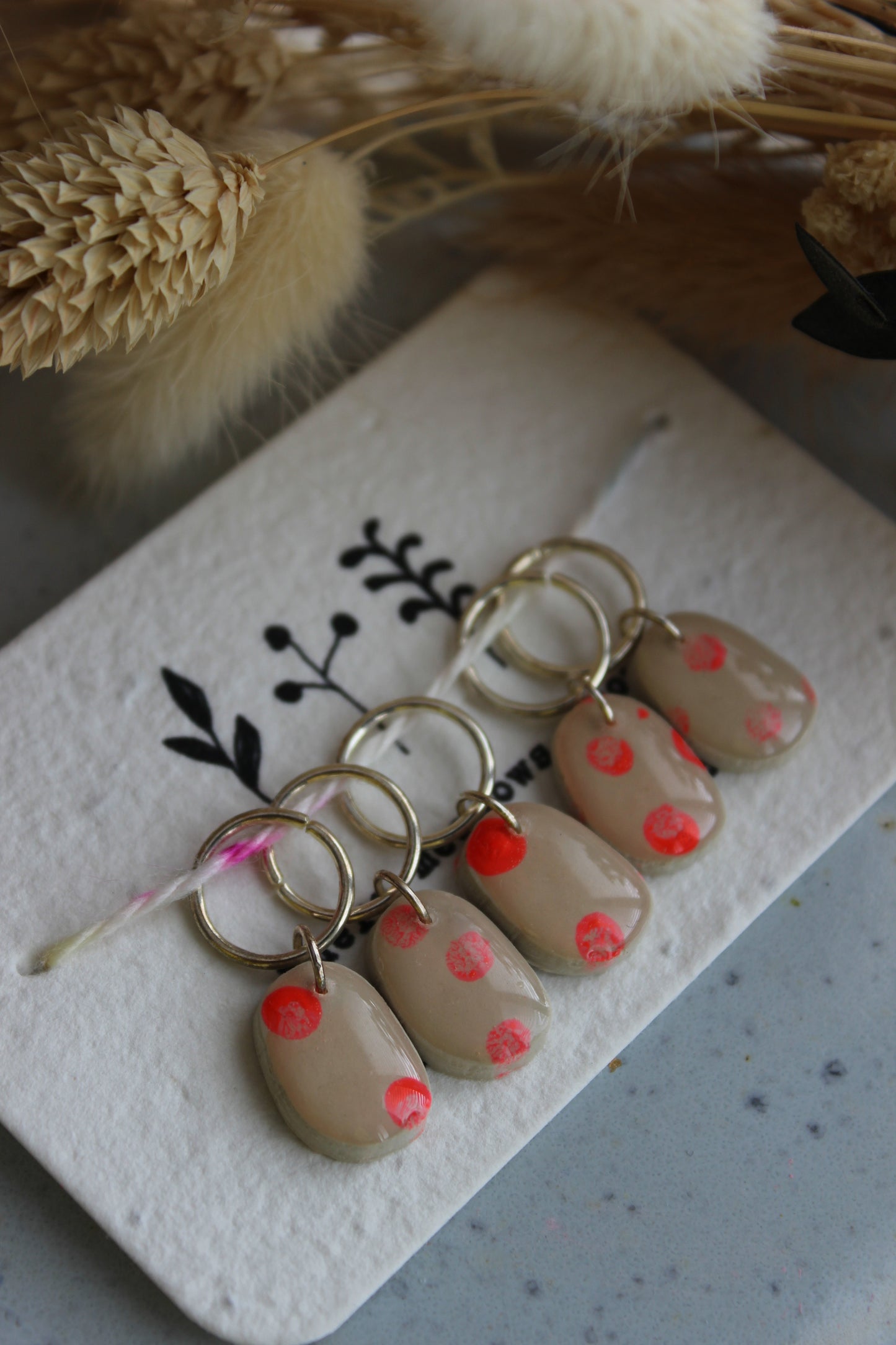 Abstract Handpainted Polymer Clay Stitchmarker Set