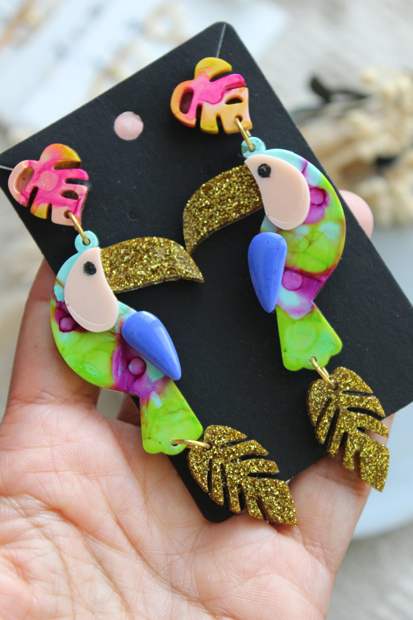 Tropical Bird Statement Earrings