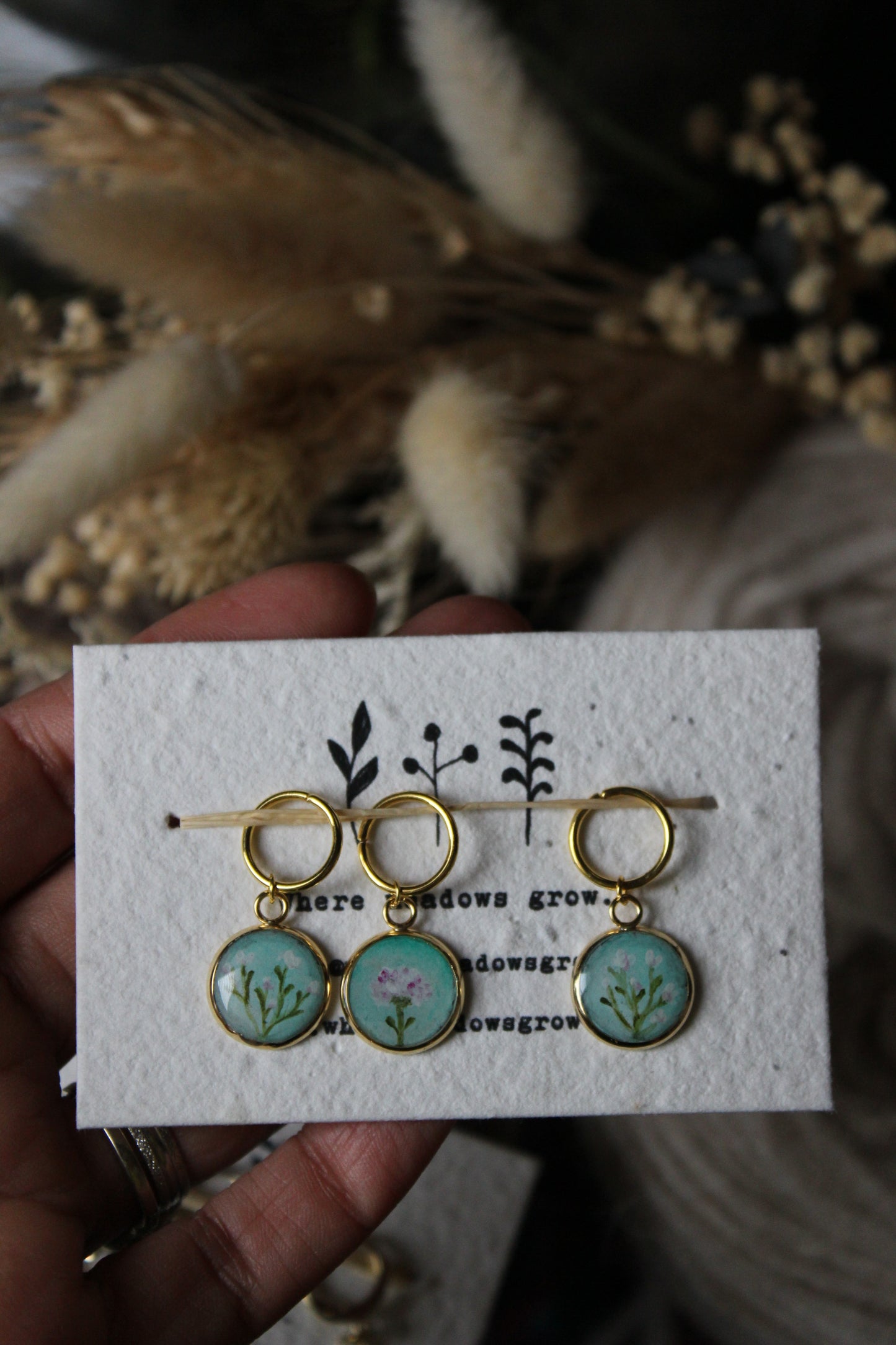Petals on Blue Sky Stitchmarker Set