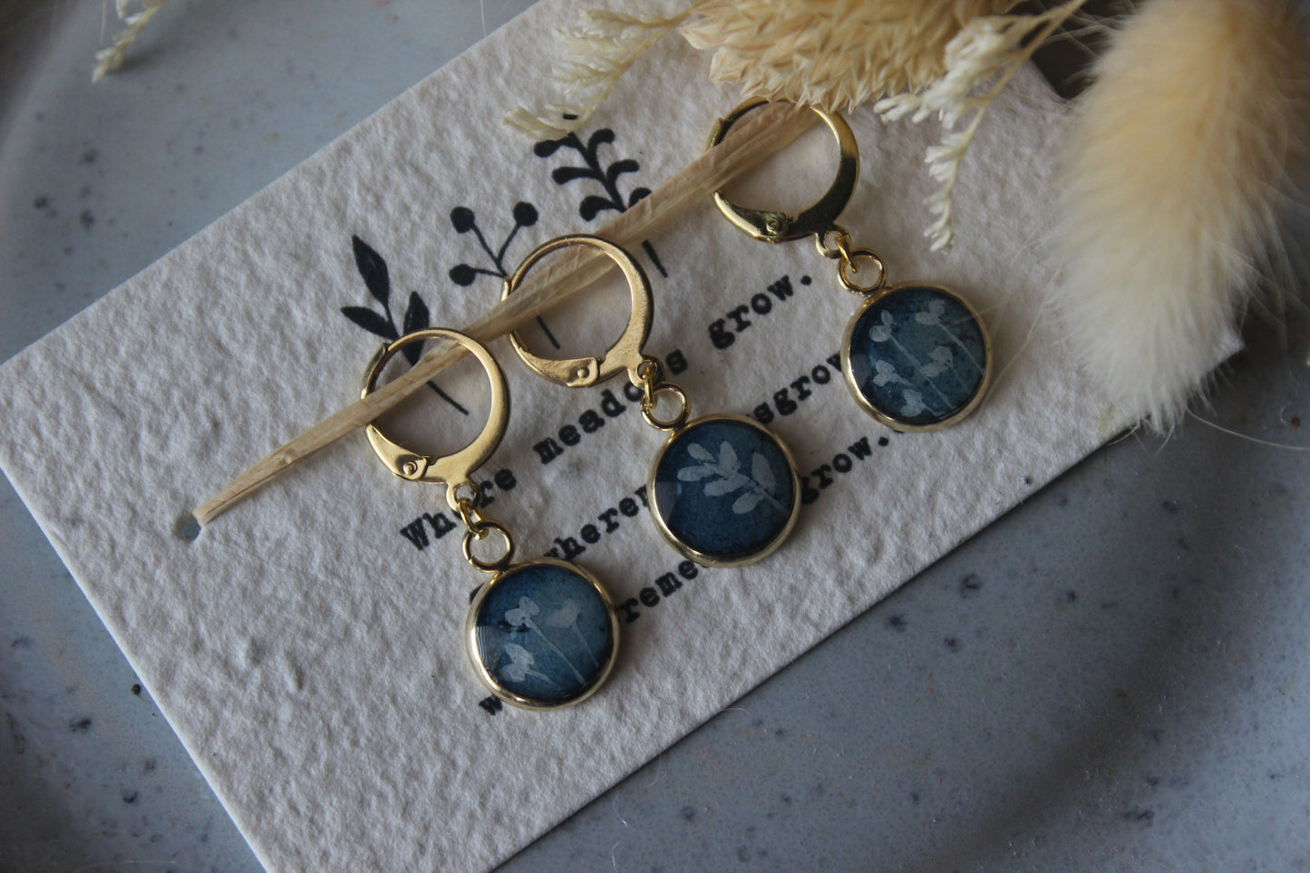 White Petals on Blue Stitchmarker Set