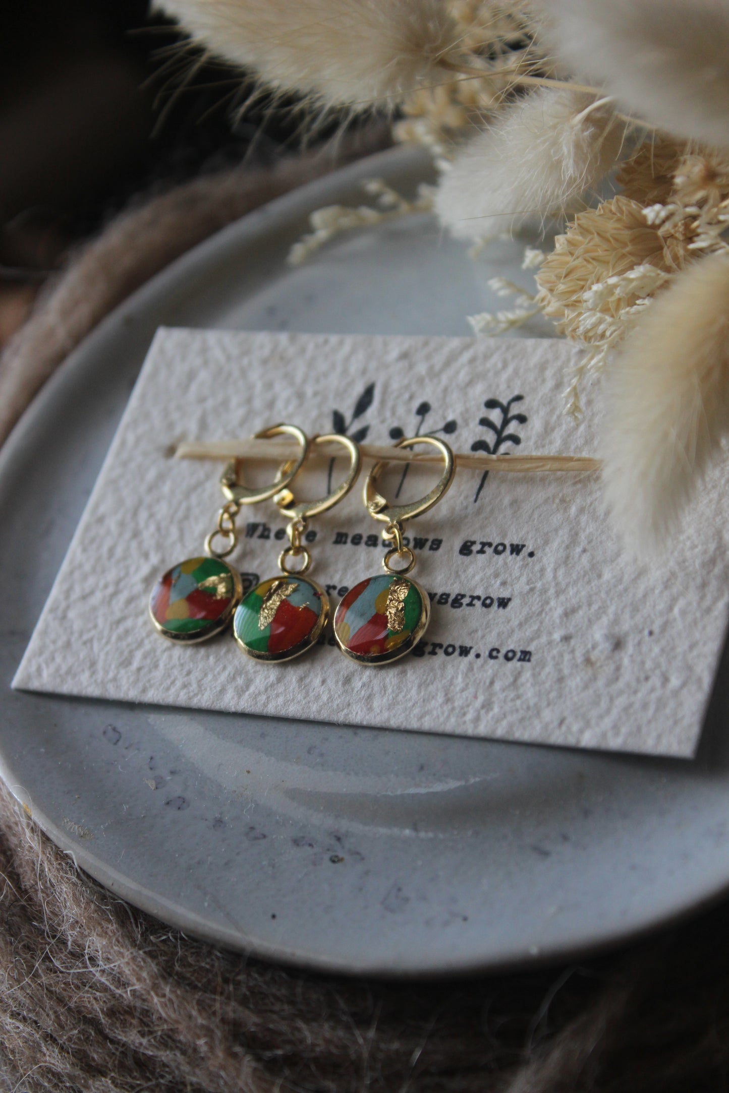Colourful Clown Gold Leaf Stitchmarker Set
