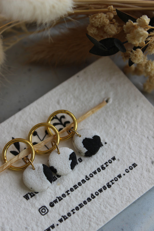 Black and white Polymer Clay Stitchmarker Set