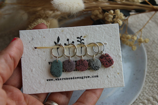 Stone effect Polymer Clay Stitchmarker Set