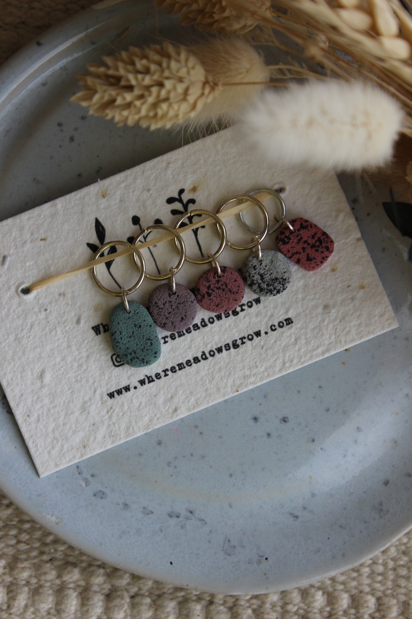 Stone effect Polymer Clay Stitchmarker Set