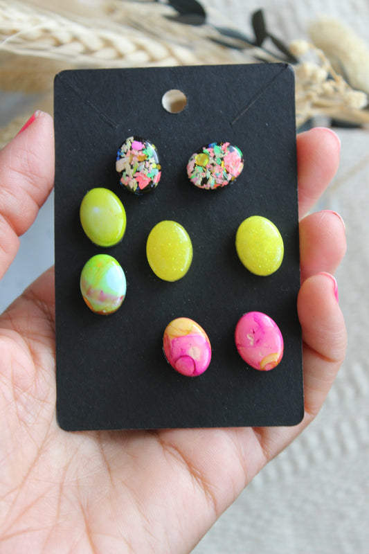 Neon Fun Stud Earring Set