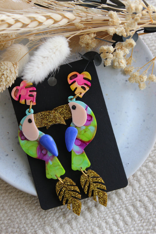 Tropical Bird Statement Earrings
