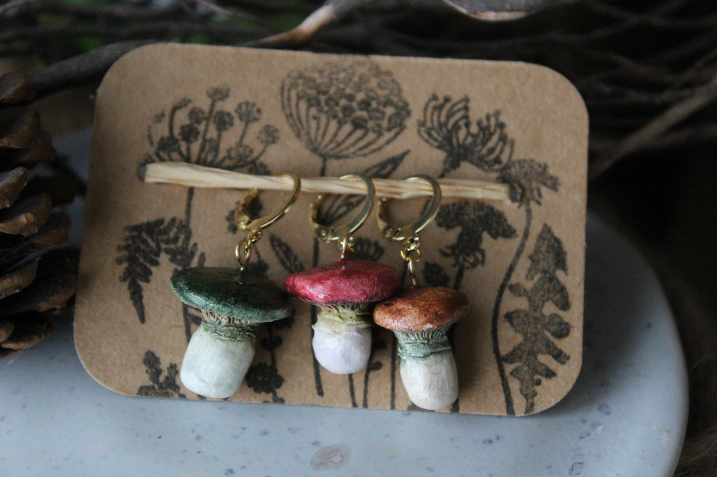 Clay Mushroom Stitchmarker Set