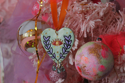 Clay Seeing Heart Ornament