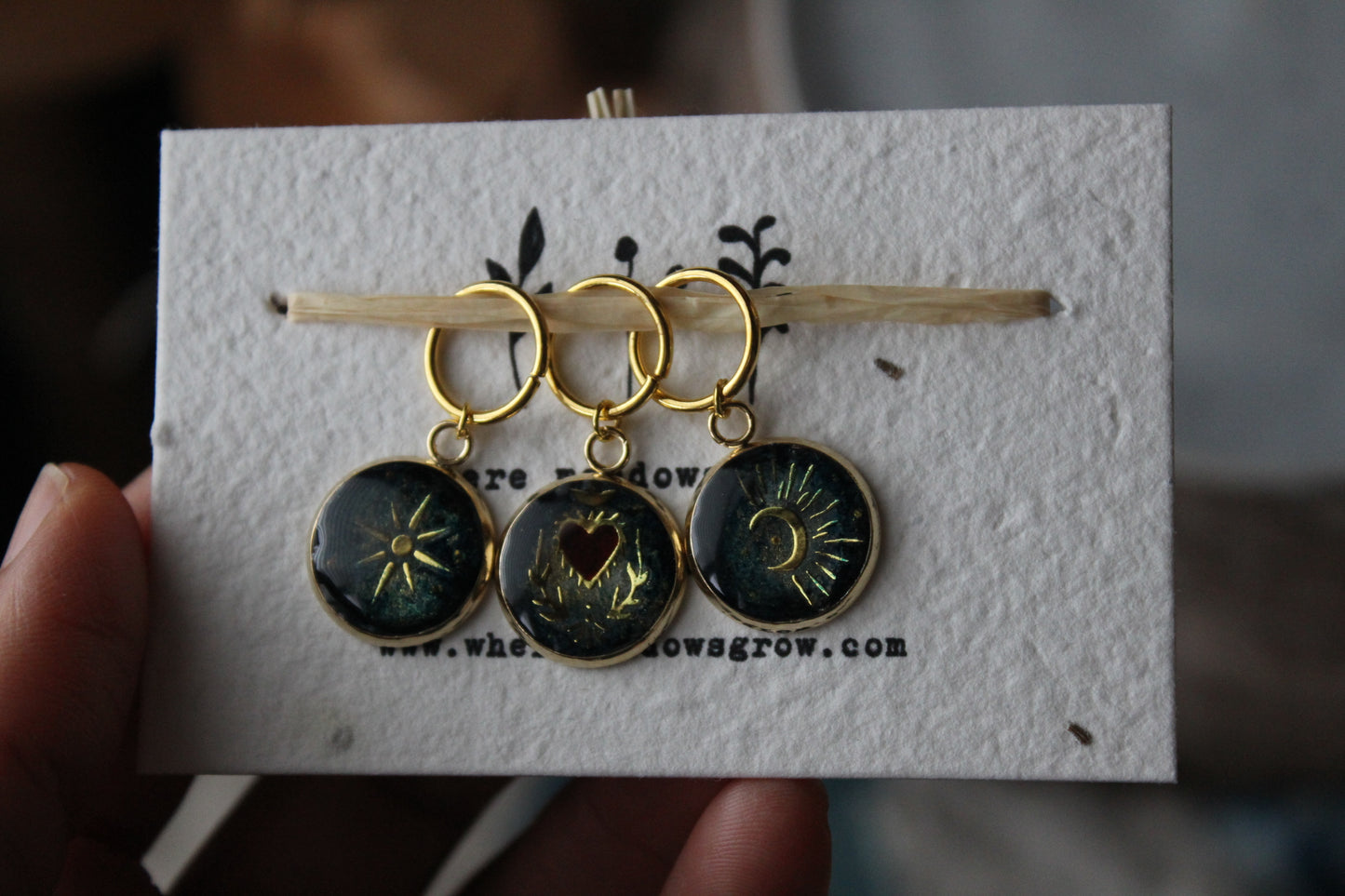 Sun Moon and Sacred Heart Stitchmarker Set