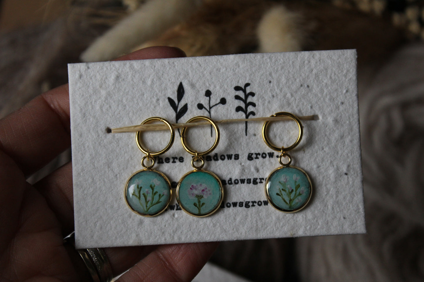 Petals on Blue Sky Stitchmarker Set