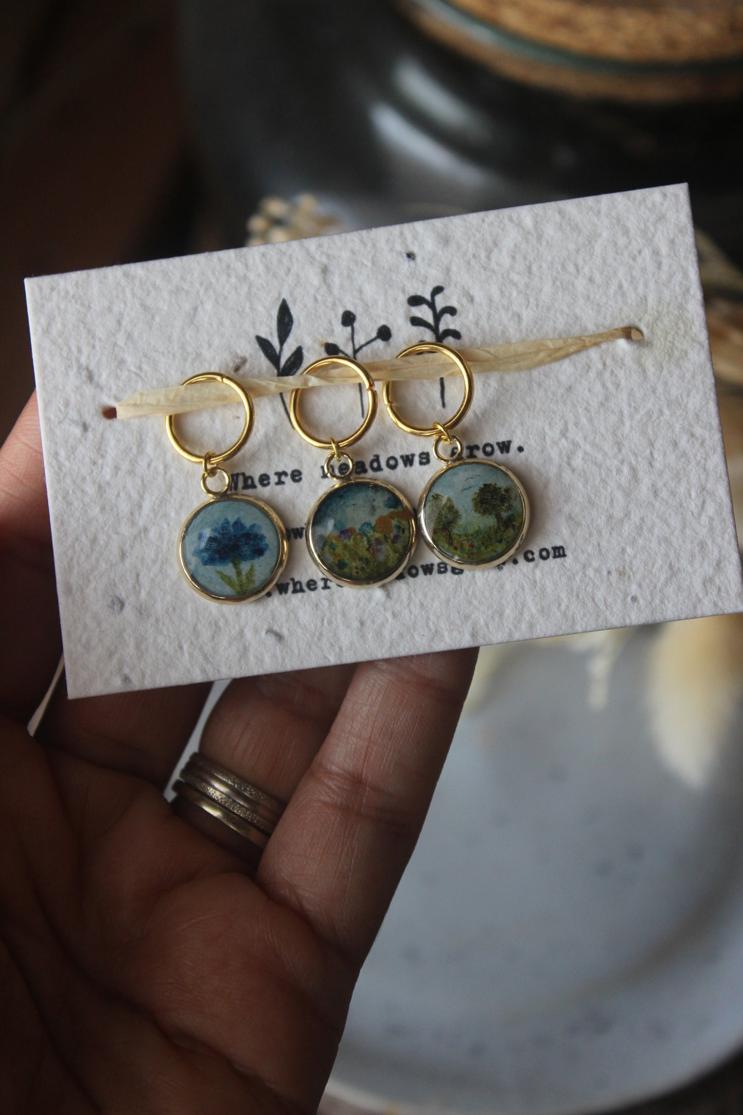 Blue Blossom Meadow Stitchmarker Set