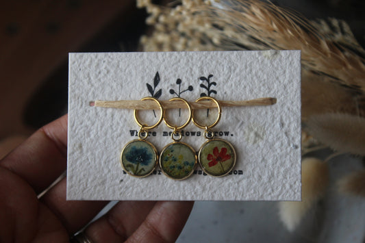 Blue and Red Blossom Meadow Stitchmarker Set