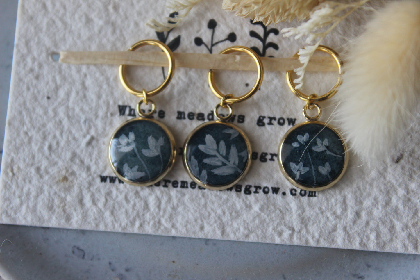 White Petals on White Stitchmarker Set