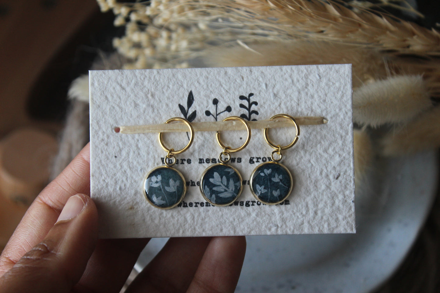 White Petals on White Stitchmarker Set