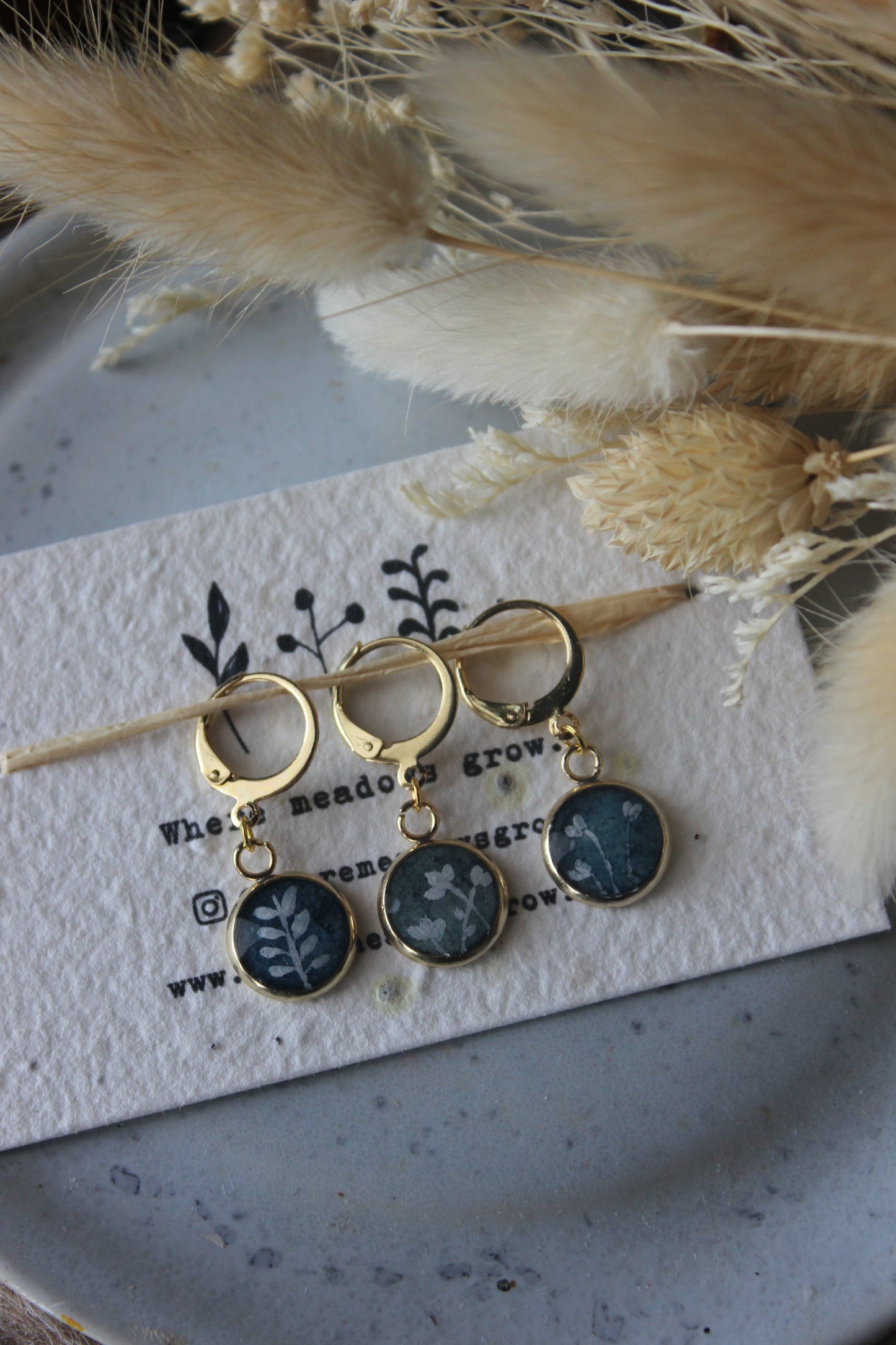 White Petals on Blue Stitchmarker Set