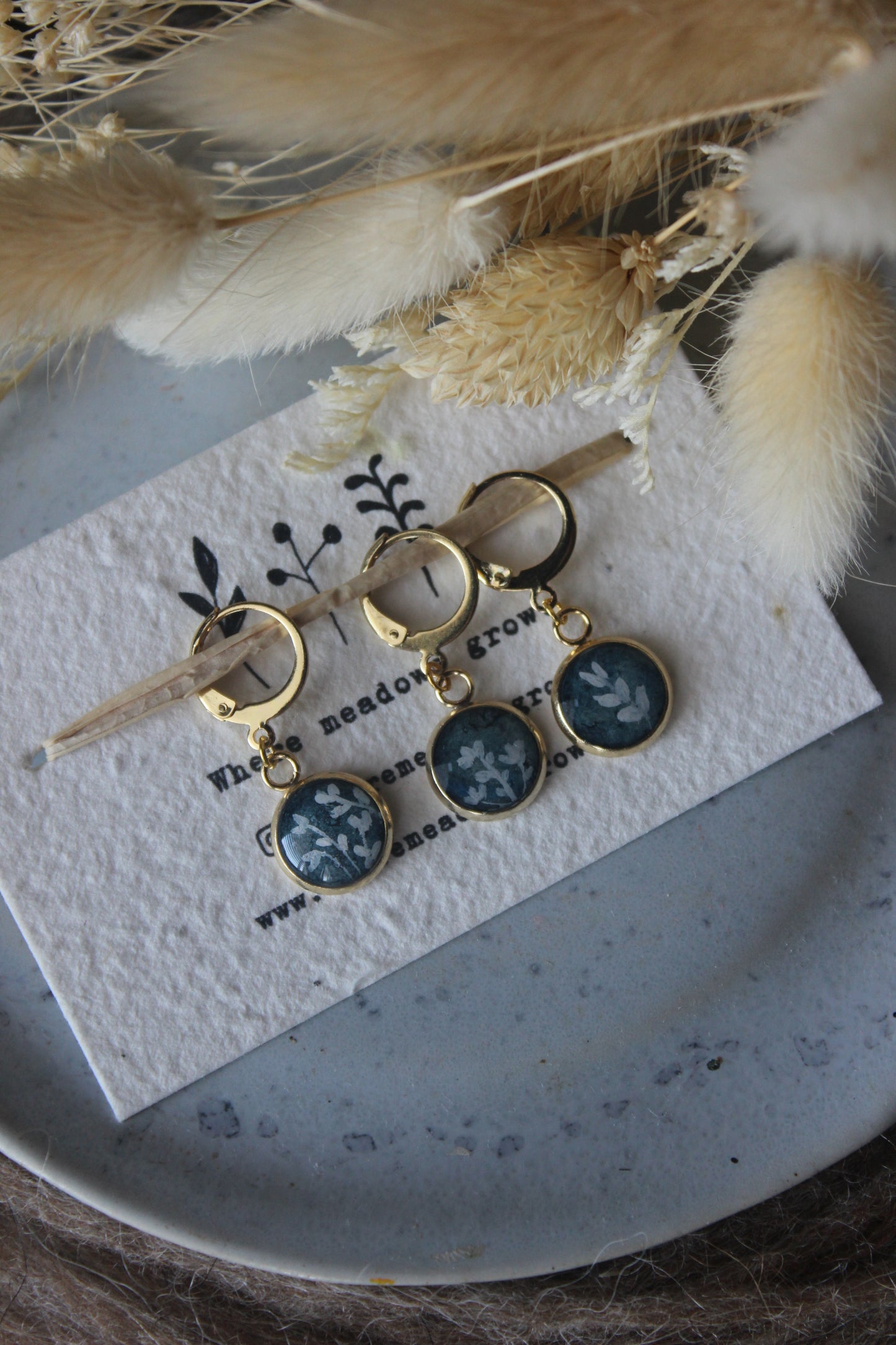 White Petals on Blue Stitchmarker Set