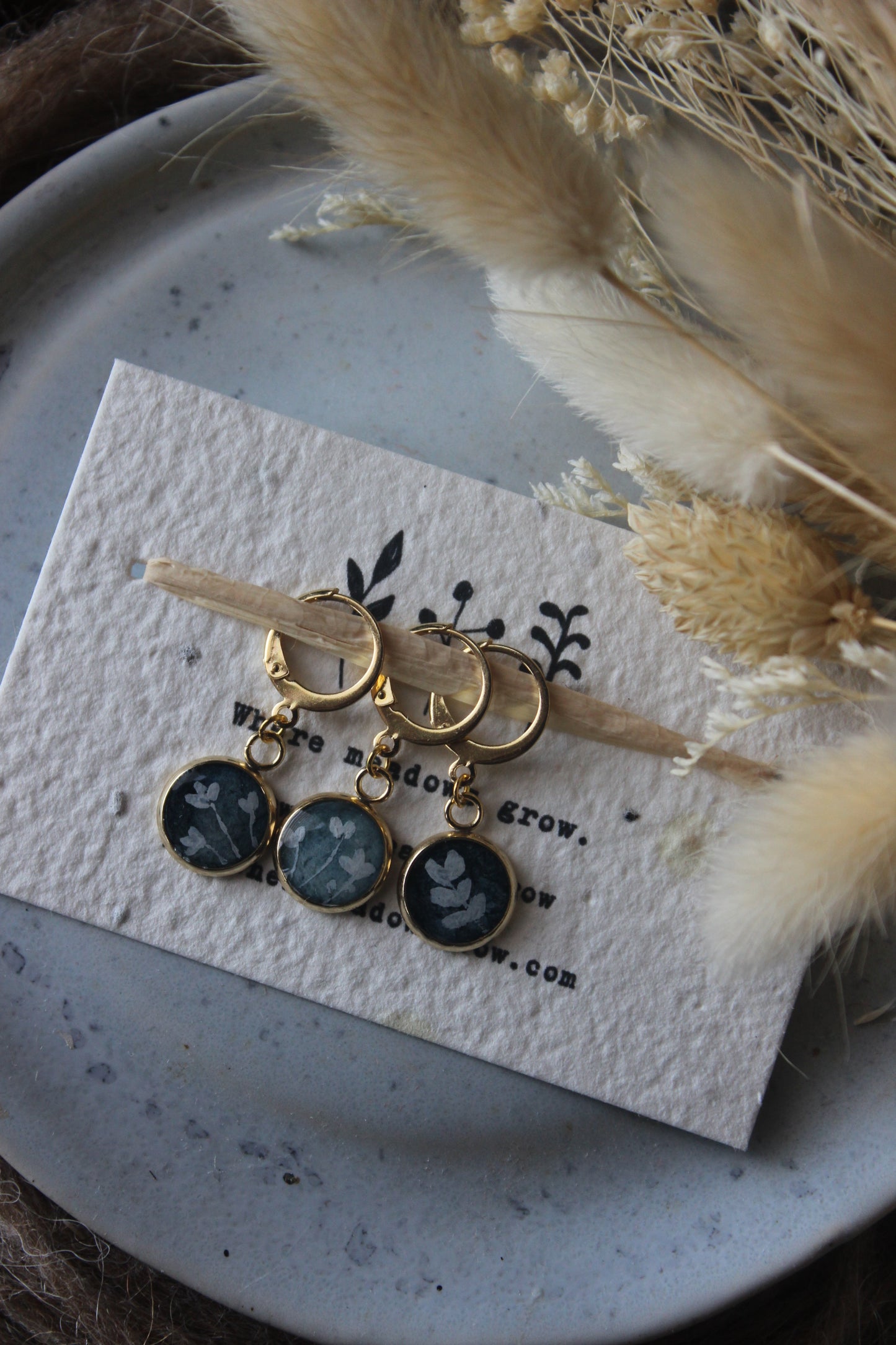 White Petals on Blue Stitchmarker Set