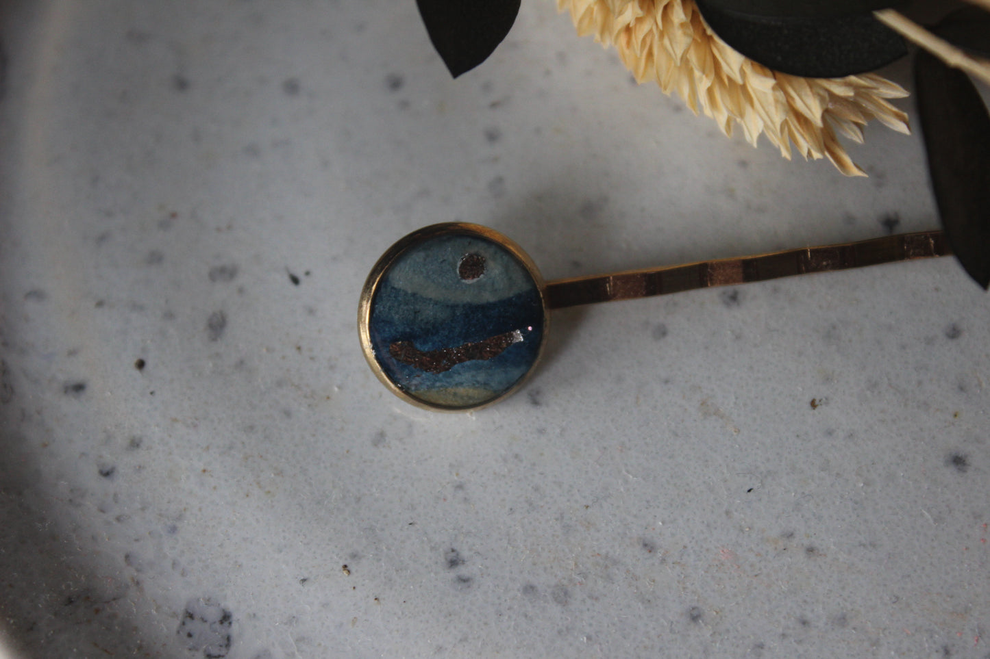 Silvery Moon at Sea Hairpin