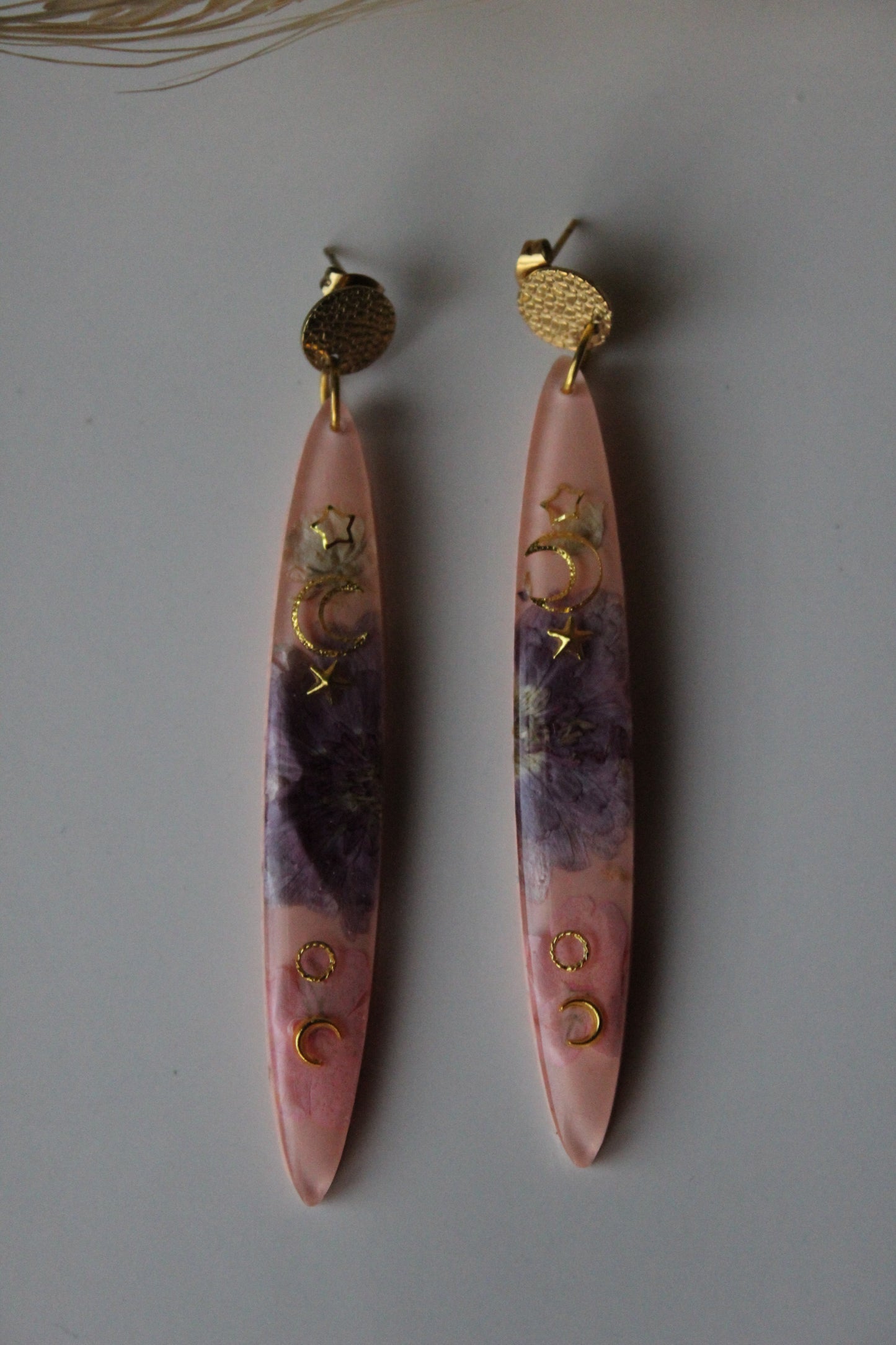 Celestial Dagger Earrings- Pink Petal (Celestial Collection)